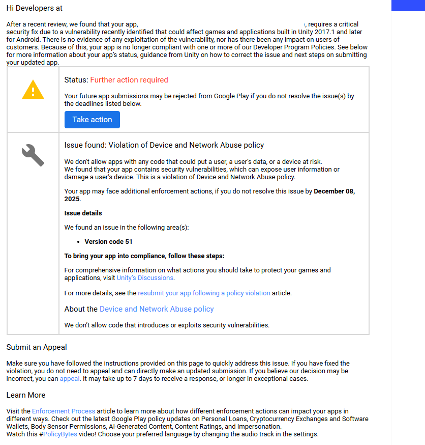 Google Play Device and Network Abuse